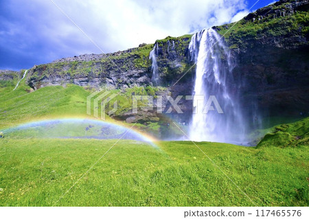夏季冰島,塞里雅蘭瀑布和彩虹(塞里雅蘭瀑布) 夏季冰島,塞里雅蘭瀑布和彩虹(塞里雅蘭瀑布) 117465576