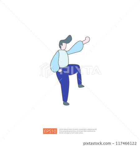 Cartoon Illustration of a Man Dancing, Dancing Icon, Happy Dance,  Flat Design,  Vector Illustration 117466122