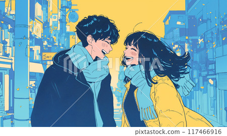 Couple dating on the street Couple dating on the street 117466916