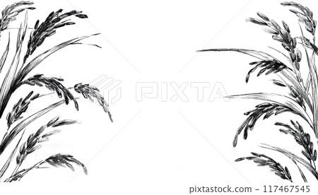 水稻水彩畫插圖AI生成圖像 117467545