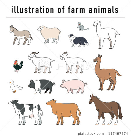 農場動物手繪插畫集 117467574