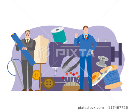 裁剪訂製西裝的圖像插圖 117467726