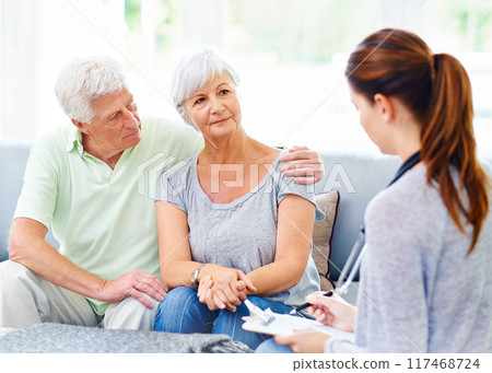 Senior, couple and consultation with therapist for advice in counseling for mental health and support. Psychologist, help and mature people in retirement with therapy for communication in marriage 117468724