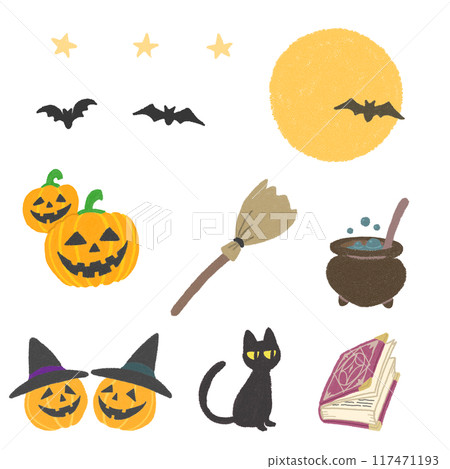 Halloween illustration material mini set [Witch's accessories] 117471193