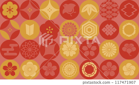 Japanese icon set (background/wallpaper) round, gold and red Japanese icon set (background/wallpaper) round, gold and red 117471907