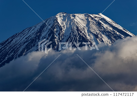 從精進湖和全景平台看到的雲層之上的富士山 從精進湖和全景平台看到的雲層之上的富士山 117472117