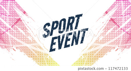 Abstract Background with Pink and Yellow Gradient Brush Texture and Halftone Effect. Grunge Sport Background, for Event Banner or Poster Design Abstract Background with Pink and Yellow Gradient Brush Texture and Halftone Effect. Grunge Sport Background, for Event Banner or Poster Design 117472133