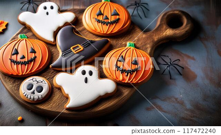 萬聖節餅乾。傑克o燈籠。 117472240