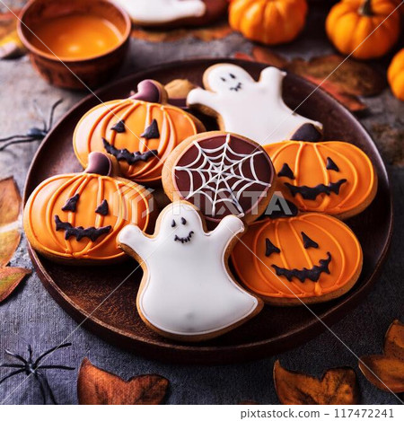 Halloween cookies. Jack-o'-lantern. Halloween cookies. Jack-o'-lantern. 117472241
