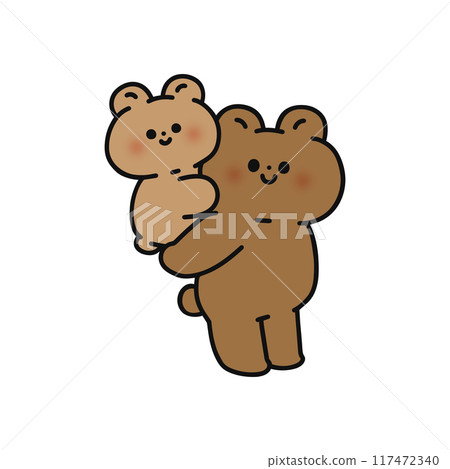 Bear carrying a child on its back 117472340
