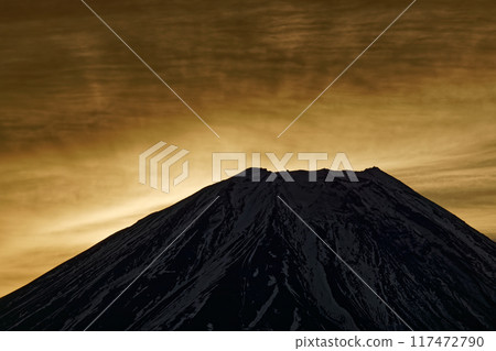 從龍嶽山看到的富士山和日出附近的日出雲 從龍嶽山看到的富士山和日出附近的日出雲 117472790