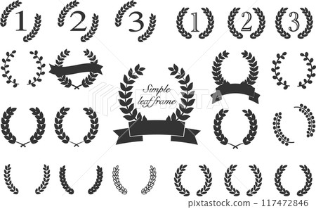 Simple black laurel wreath and frame set Simple black laurel wreath and frame set 117472846