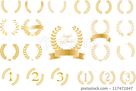 Simple gold laurel wreath set Simple gold laurel wreath set 117472847