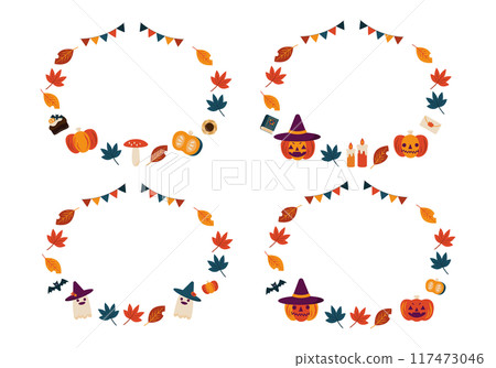 Halloween ghost and pumpkin oval frame set of 4 117473046