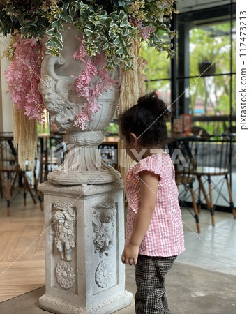 little girl with blond hair in a dress little girl with blond hair in a dress 117473213
