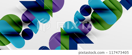 Round shapes, circles and lines minimal geometric background. Vector Illustration For Wallpaper, Banner, Background, Card, Book Illustration, landing page 117473405