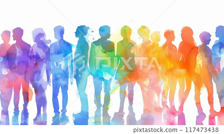 Vibrant Watercolor Spectrum of People. Generative AI Vibrant Watercolor Spectrum of People. Generative AI 117473438
