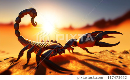Close-up of an Aggressive Scorpion in Defensive Position - Generative Ai 117473632