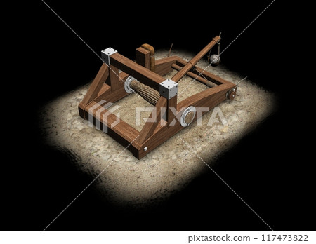 balista, catapult, 3d visualization, illustration 117473822