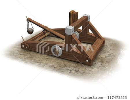 balista, catapult, 3d visualization, illustration 117473823