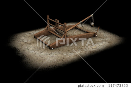 balista, catapult, 3d visualization, illustration balista, catapult, 3d visualization, illustration 117473833
