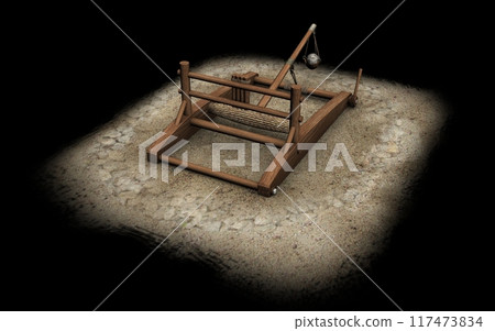 balista, catapult, 3d visualization, illustration 117473834