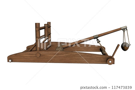 balista, catapult, 3d visualization, illustration balista, catapult, 3d visualization, illustration 117473839