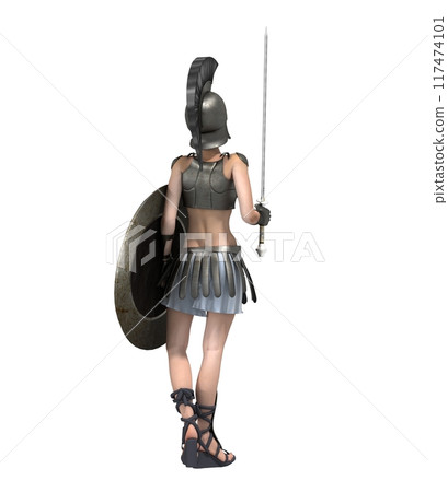 warrior woman character isolated on white background, 3D rendering, cg illustration warrior woman character isolated on white background, 3D rendering, cg illustration 117474101