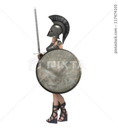 warrior woman character isolated on white background, 3D rendering, cg illustration warrior woman character isolated on white background, 3D rendering, cg illustration 117474105