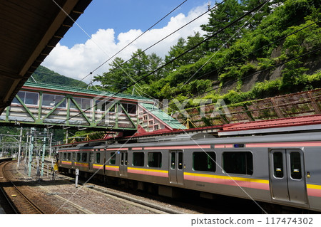 Scenery of Minakami Station on the Joetsu Line in Minakami Town, Tone District, Gunma Prefecture Scenery of Minakami Station on the Joetsu Line in Minakami Town, Tone District, Gunma Prefecture 117474302