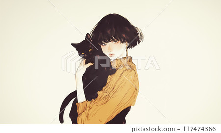 Cute woman holding a cat 117474366