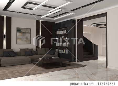 residential interior visualization, 3D illustration, cg 117474771