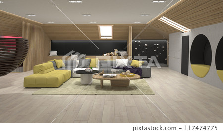 residential interior visualization, 3D illustration, cg 117474775