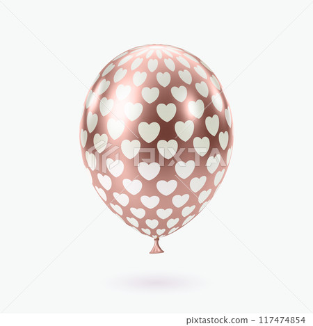 White Pink balloon. 3D Luxury realistic balloons. Heart pattern 117474854