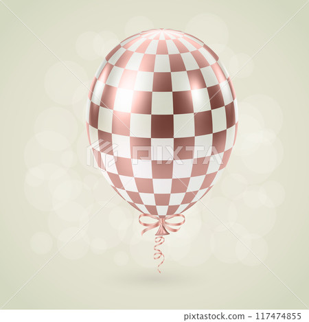 Pink White balloon. Luxury realistic balloons. Checkered pattern. 117474855