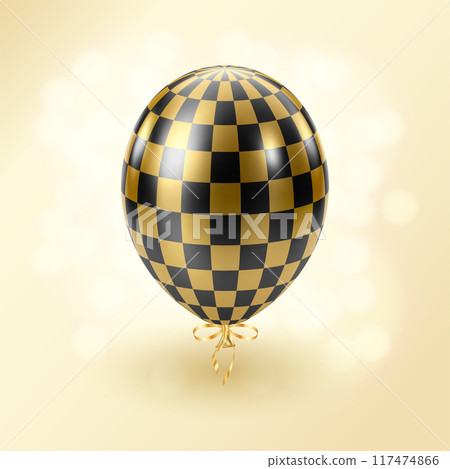 Black Gold balloon. Luxury realistic balloons. Checkered pattern. Black Gold balloon. Luxury realistic balloons. Checkered pattern. 117474866