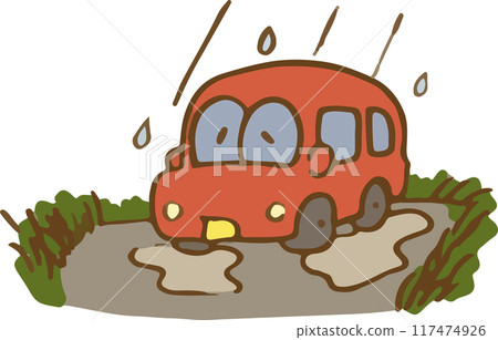 雨天停車場裡的鬱悶車 117474926