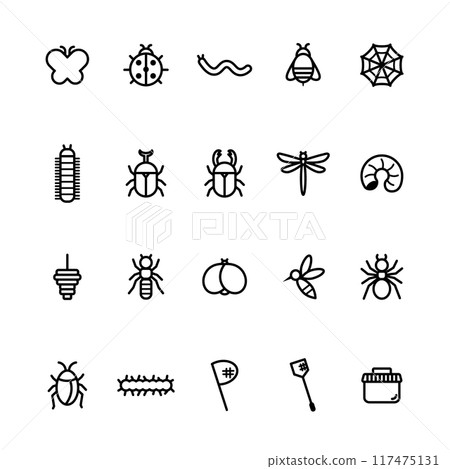 簡單的昆蟲圖標集素材 117475131