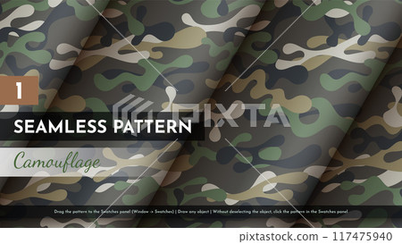 Seamless Camouflage Pattern. War Illustration. Traditional Military Texture. Army Modern Background Seamless Camouflage Pattern. War Illustration. Traditional Military Texture. Army Modern Background 117475940