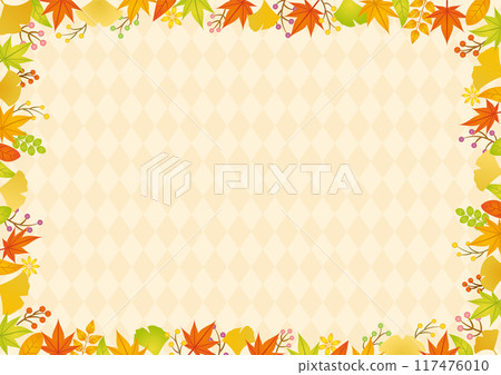 Narrow autumn leaves frame-pattern background Narrow autumn leaves frame-pattern background 117476010