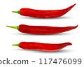 Red chili peppers isolated on white background with clipping path 117476099