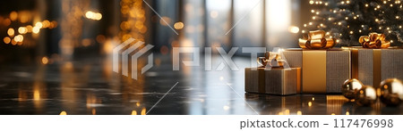 Elegant Black Friday Sale Banner with Luxurious Gold Accents Capturing Upscale Shopping Experience 117476998