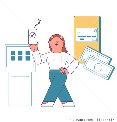 女人操作自動取款機 117477317