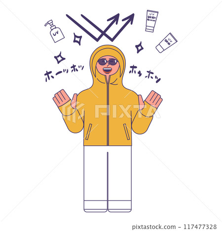 採取曬傷措施的婦女 採取曬傷措施的婦女 117477328