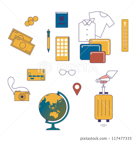 Illustration of travel belongings 117477335