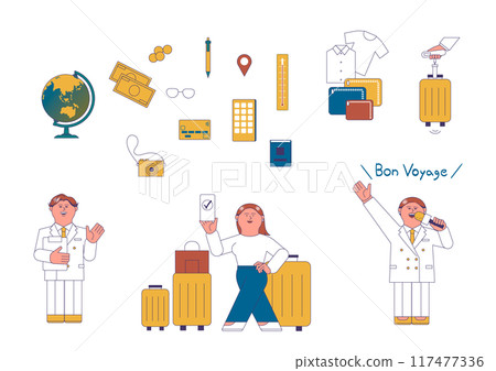 Illustration of travel belongings Illustration of travel belongings 117477336