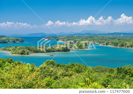 <Mie Prefecture> Summer coastline of Ago Bay, a ria coastline seen from Tomoyama Park 117477600