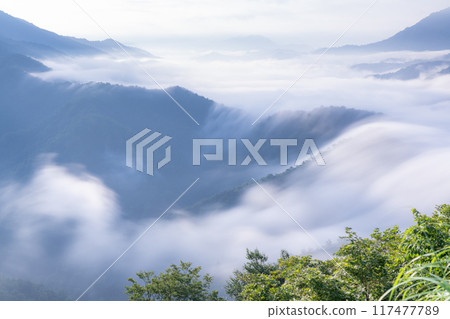 <<Niigata Prefecture>> Takigake clouds at Shiori Pass and the summer sea of clouds 117477789
