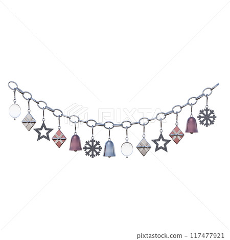 Christmas decorations, New Year's decor, isolate on a transparent background, 3D illustration, cg render 117477921