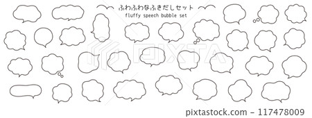 A vector illustration set of fluffy speech bubbles. Speech bubbles, frames, fluffy, ornaments, curves 117478009